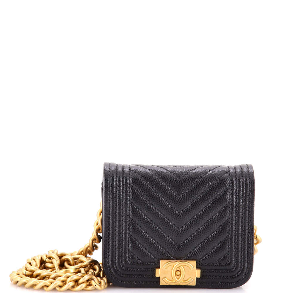 Chanel Boy Flap Chain Belt Bag Chevron Caviar